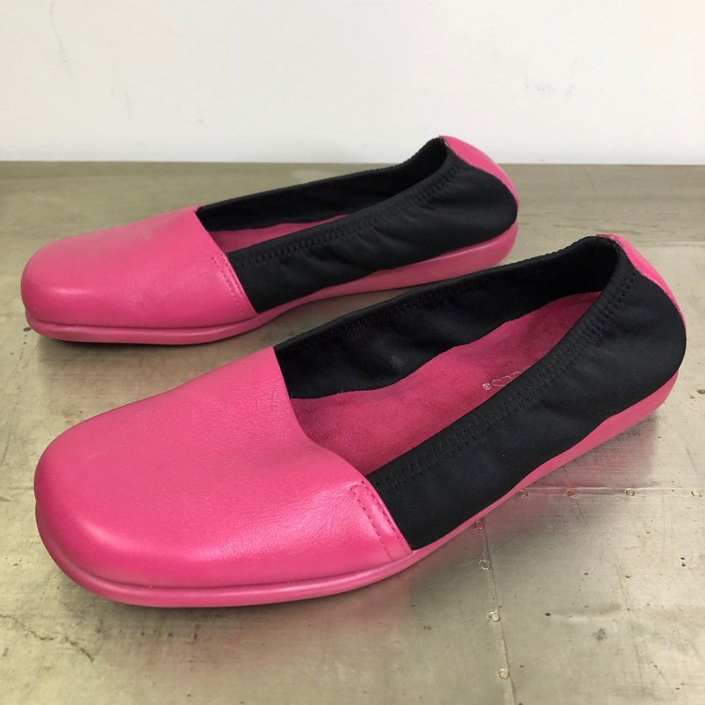 Aerosoles Pink Leather Square Toe Flats